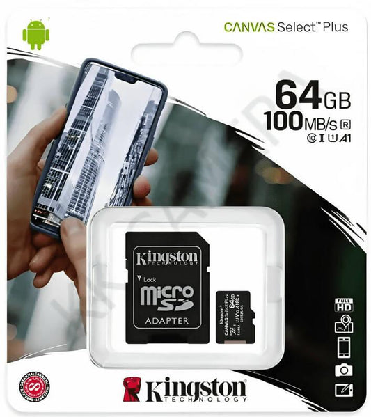 64gb Kingston MicroSD Card Canvas Select - Class 10 - 100mbps
