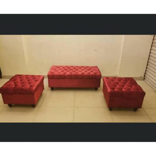 Costumize Sofa Storage Set 4 Seater Puffy Set Stuff Velvet Beautifull Colour Red