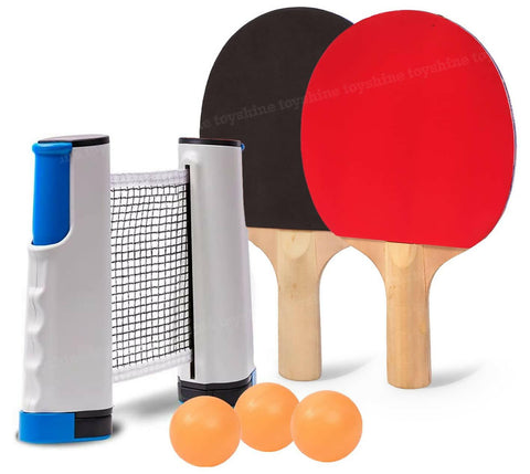 Ping Pong Table Tennis Racket Set With Net And Three Balls For Children, Kids - ValueBox