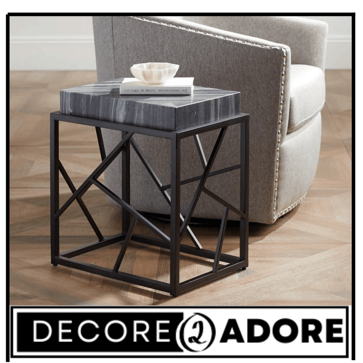 Decore To Adore Customize One Piece Geometric 20″ Wide Black Accent Table Black Open Frame Contemporary Accent Table - ValueBox