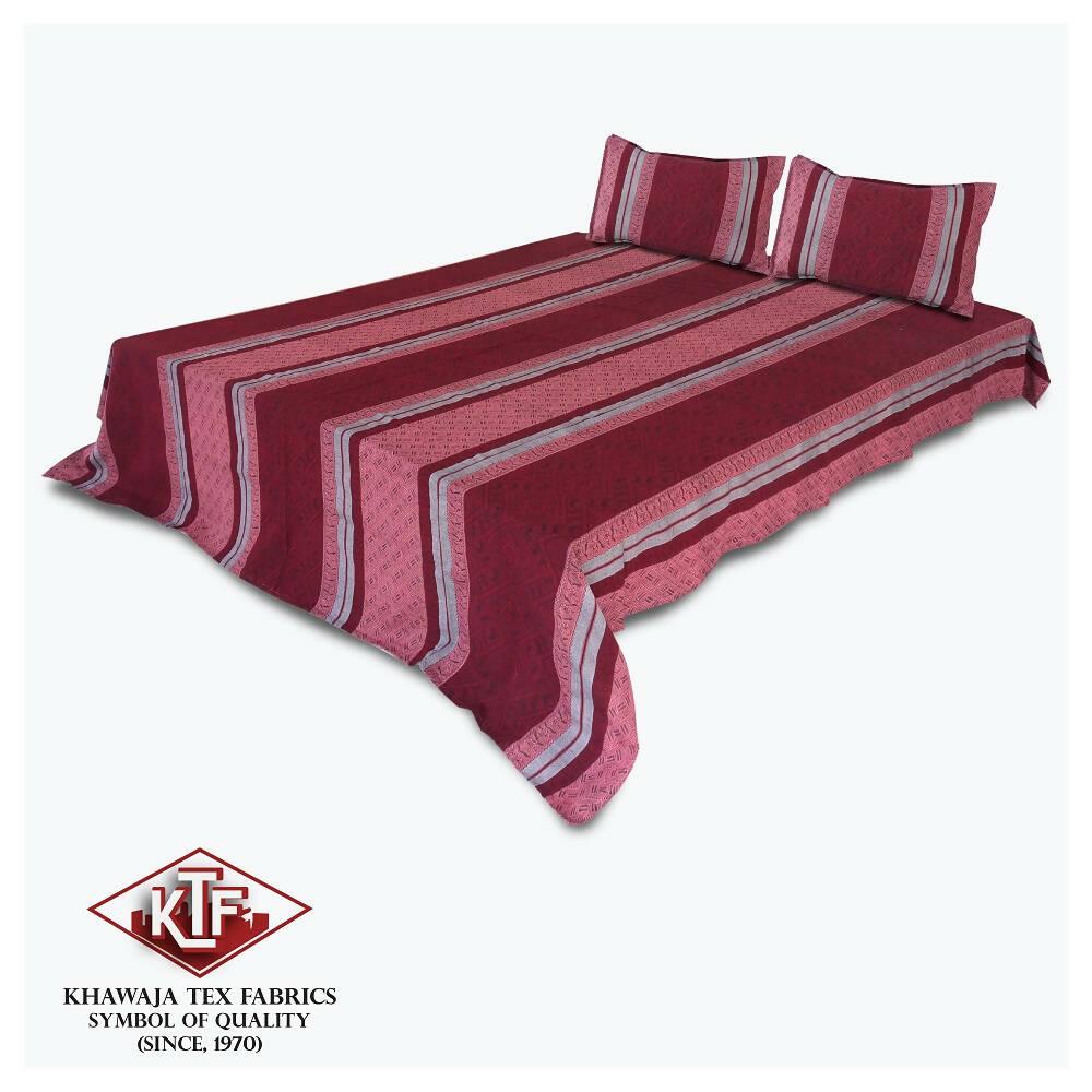 Khawaja King size double bed sheet jacquard traditional hand crafted bed set gultex style multani cotton bed cover with 2 pillow covers A6 - ValueBox