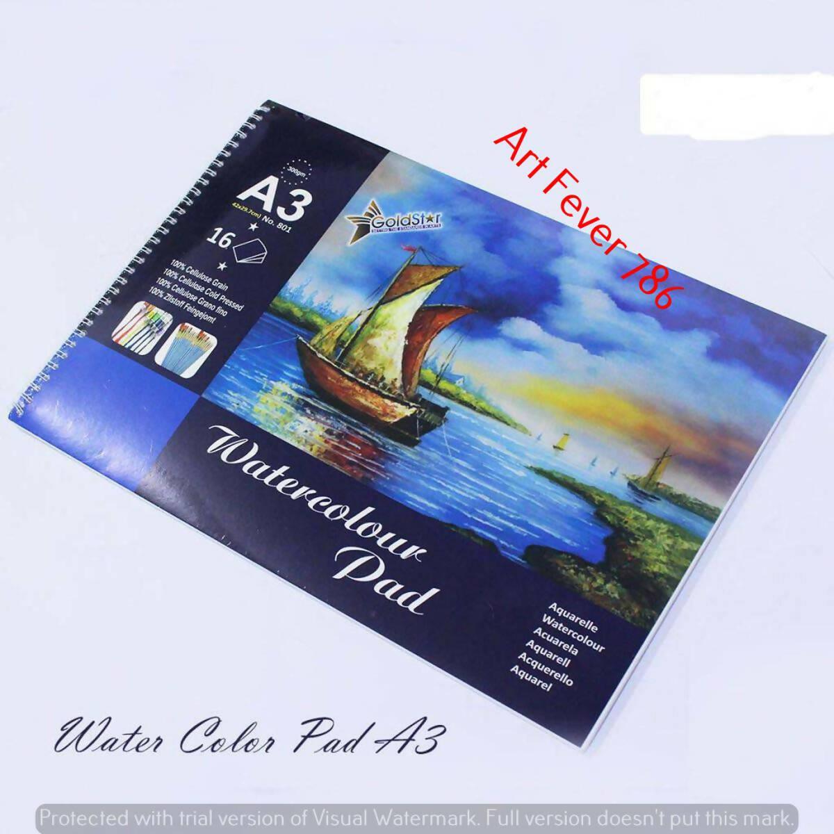 Gold Star Aquarelle Watercolor Pad A-3 Cellulose Grain Fin Textured Surface For Artist 300 G - ValueBox