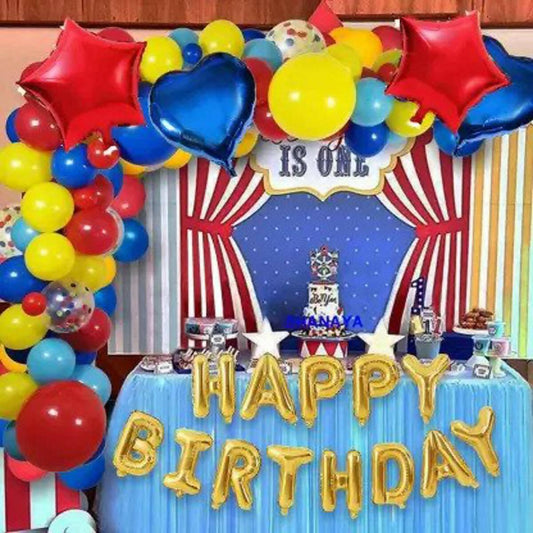 Red Blue Gold Birthday Party Decorations Set