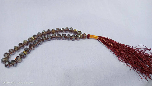 crystal 33 beads tasbeeh brown color