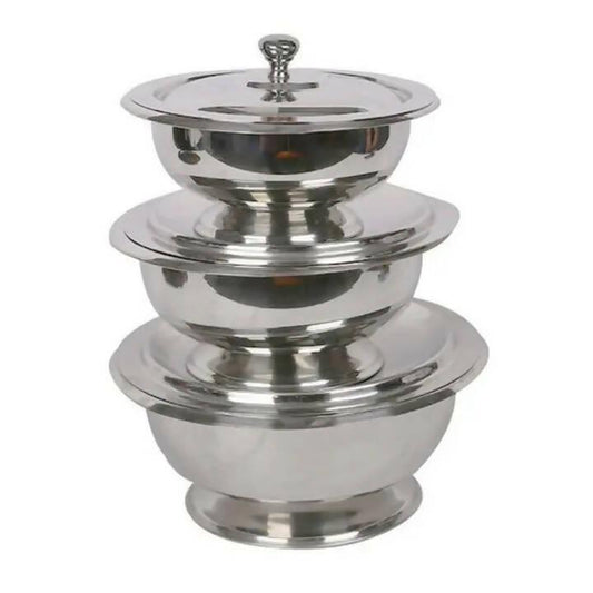 Stainless Steel Curry Serving Dish with lids Style: TV 1 Pieces National Gold - Silver