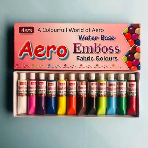 Emboss Fabric Colors Set Of 12 Colours Fabric Paints - ValueBox