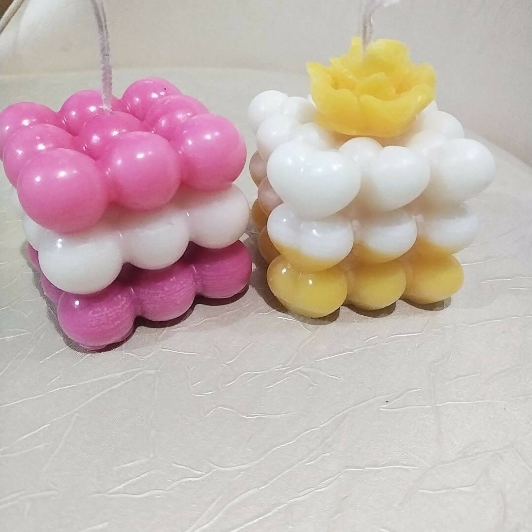 One Piece Smokeless and Scented Two Shade Big Bubble Cube Candle