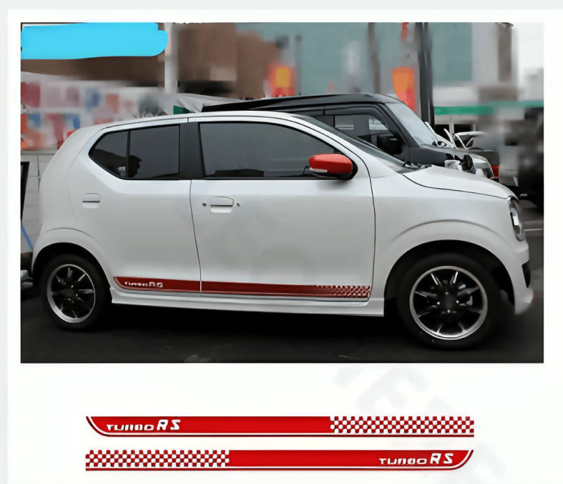 2PCS Turbo RS Side Skirt Stripes Car Styling Door Decor Stickers Auto Customized Body Decal Racing SportFor Suzuki ALTO - ValueBox