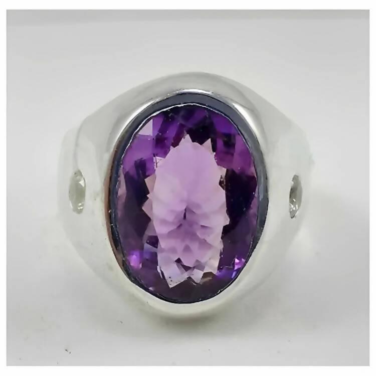 Natural Amethyst Gemstone with 925 Sterling Silver Ring For Men's - ValueBox