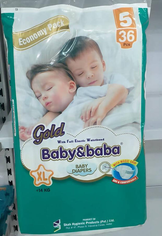 Baby & Baba Gold Diapers,XL size,5 36 in a Bag