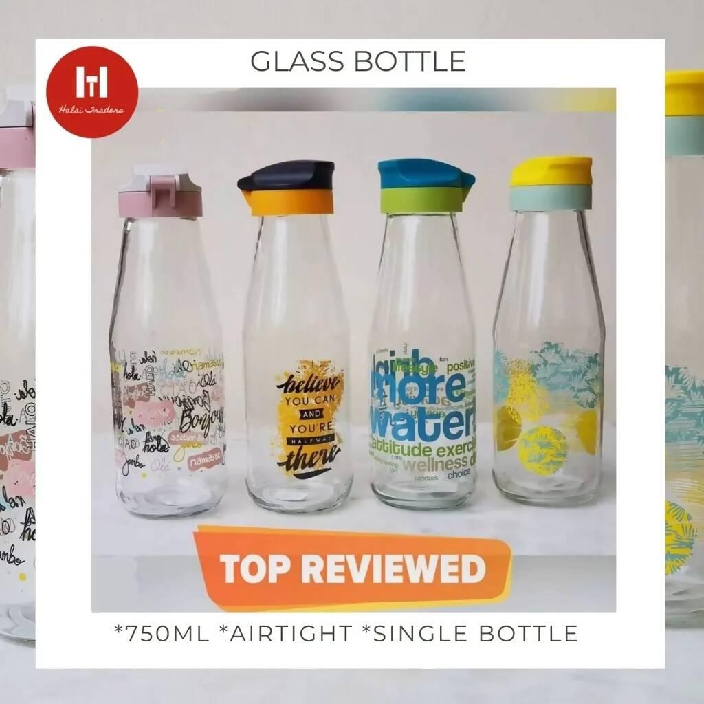 Water Bottle- Glass Milk Decorated Bottle- 750ml - ValueBox