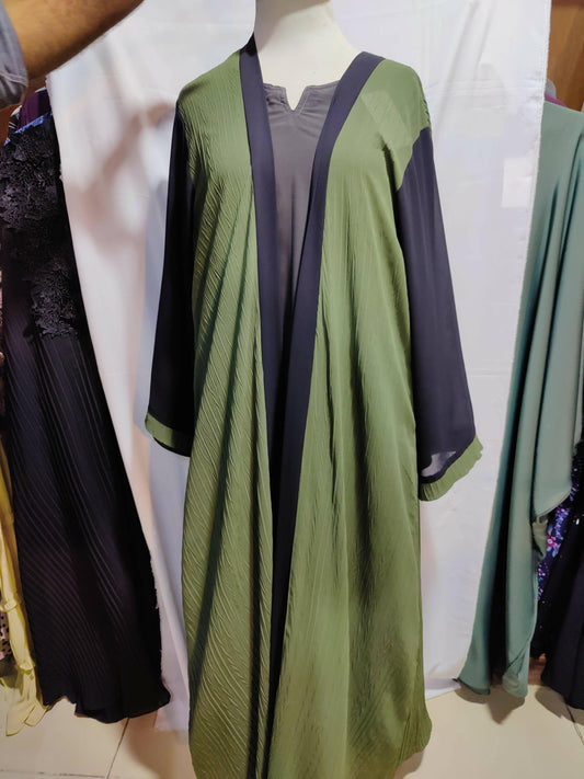 Double shafoon Elegant Self Textured Color Abaya