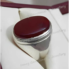 Real Aqeeq Ring for men Blood Red Kabadi Agate Aqeeq Rings Islamic Ring 925 Sterling Silver Real Agate Rings Shia Rings For Men Yemeni Aqeeq - ValueBox