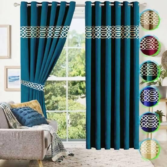 Velvet embroidery curtain Pack of 2 - ValueBox